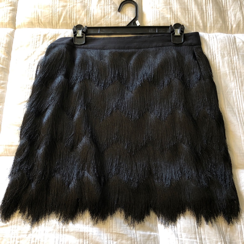 NWT Black fringe mini skirt